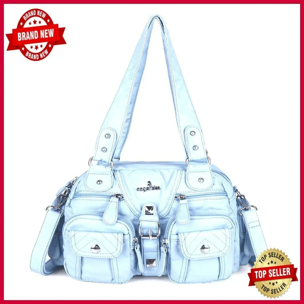 Soft PU Leather Hobo Crossbody Bag with Multiple Pockets Adjustable Strap